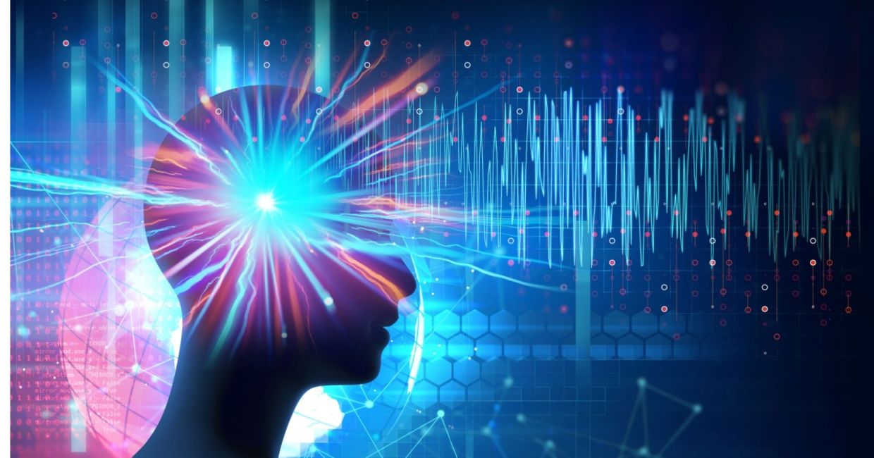 An illustration of brain waves and brain states.