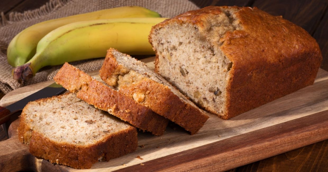 Homemade healthy banana bread.