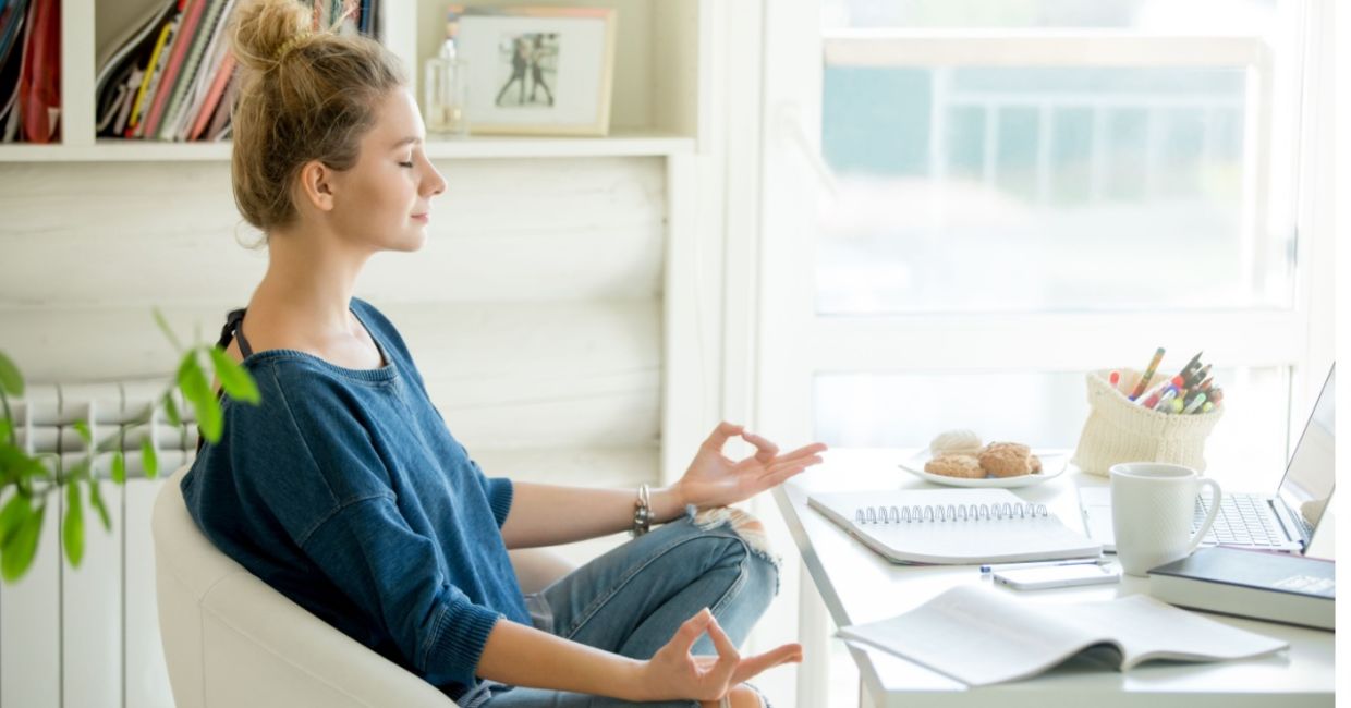 Destress at work with yoga.