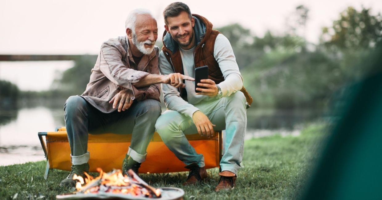 A dad with his adult son.