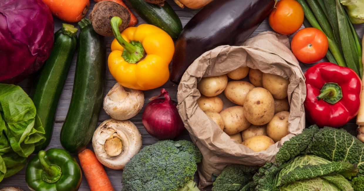 A spread of fresh organic vegetables.