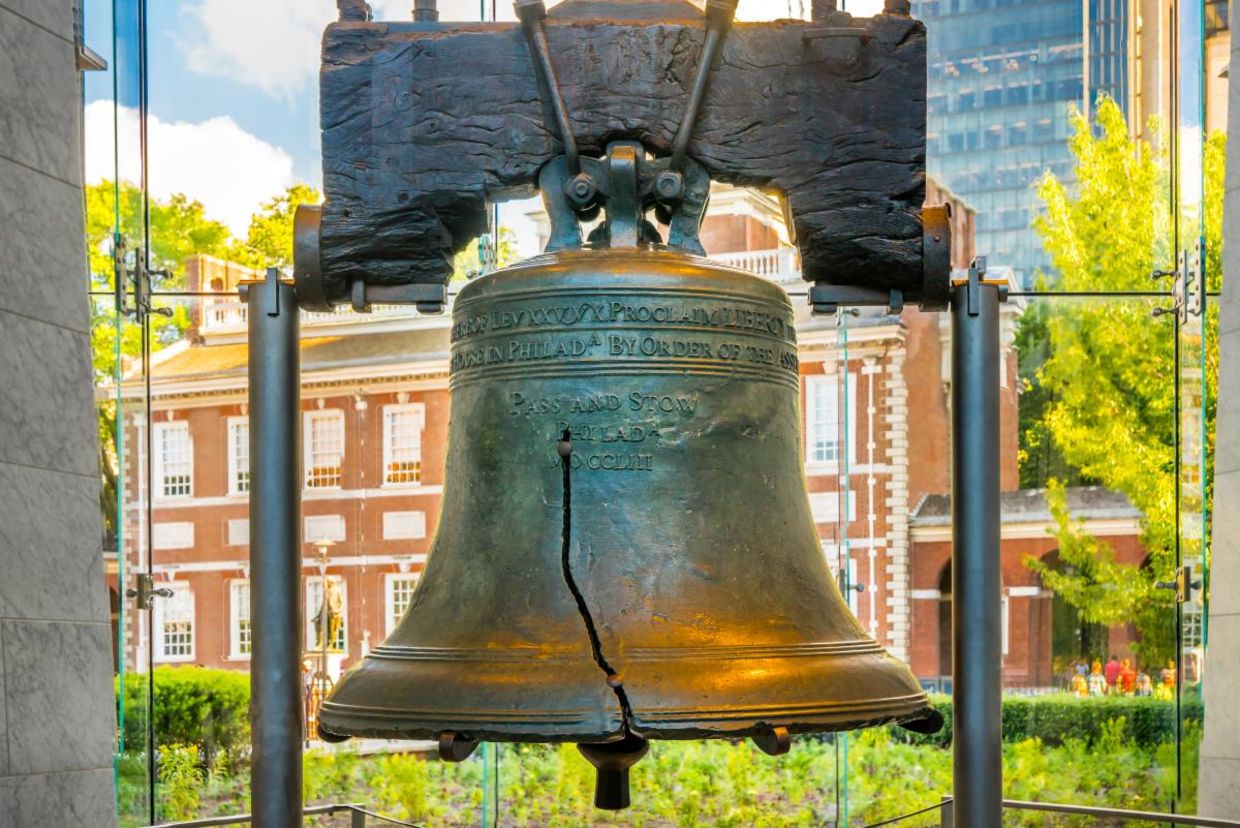The  Liberty Bell in front of Independence Hall.