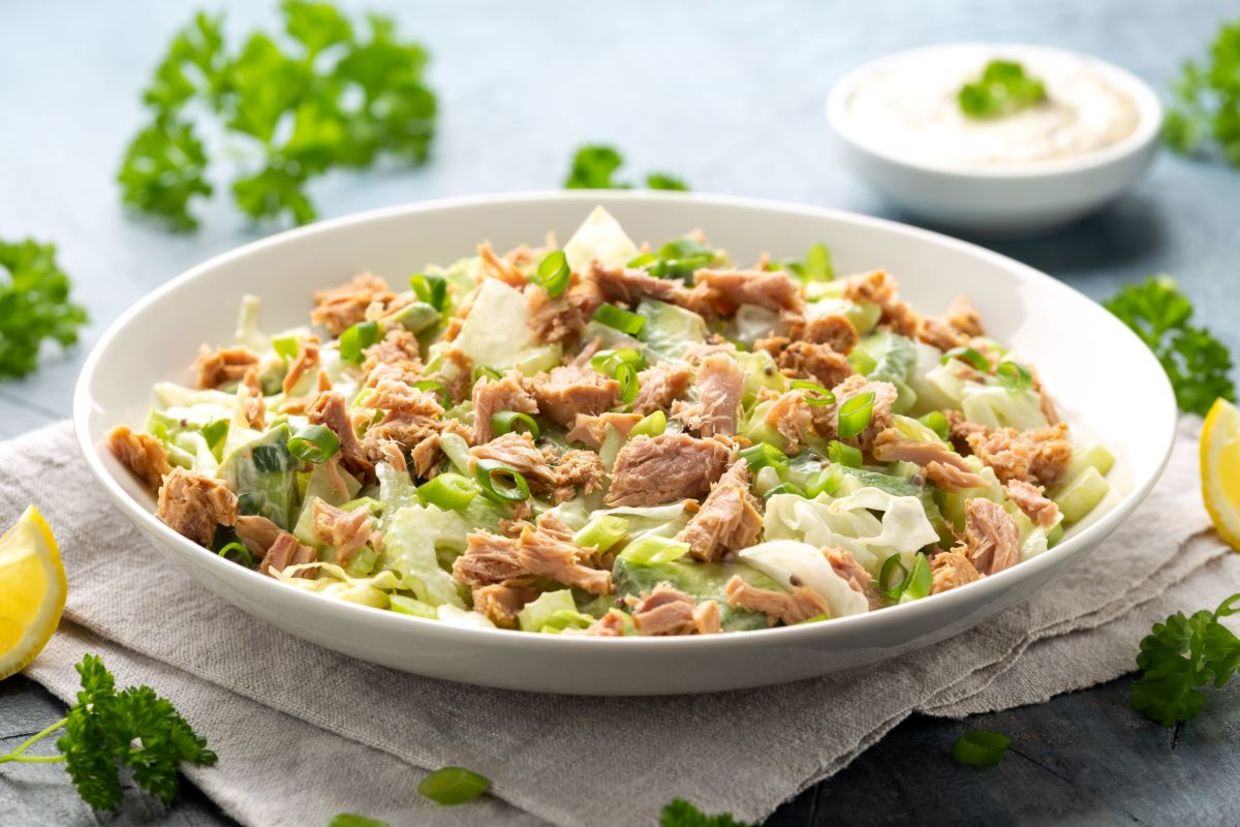 Tuna salad with avocado is a healthy dish.
