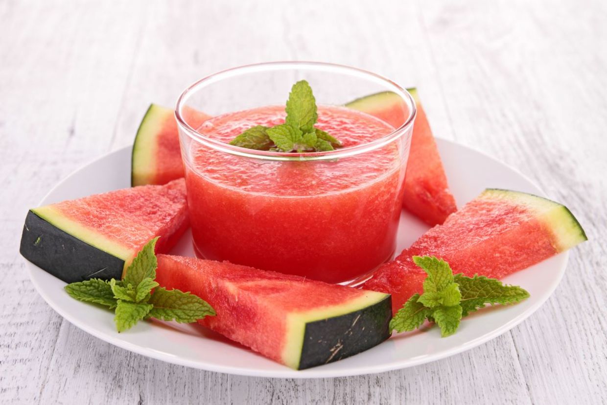 Refreshing and hydrating watermelon soup.