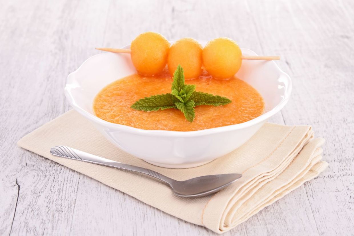 Chilled melon soup helps you beat the heat.