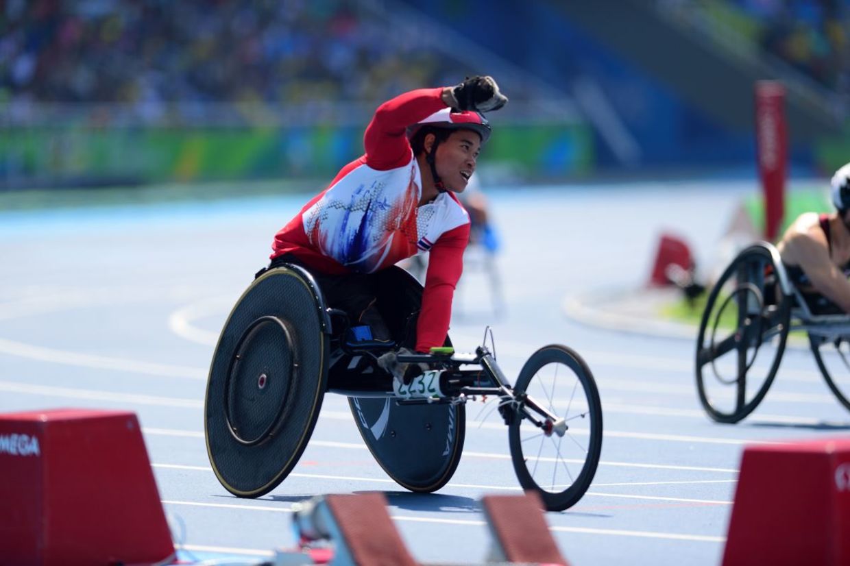 Wheelchair racing in Rio de Janeiro.