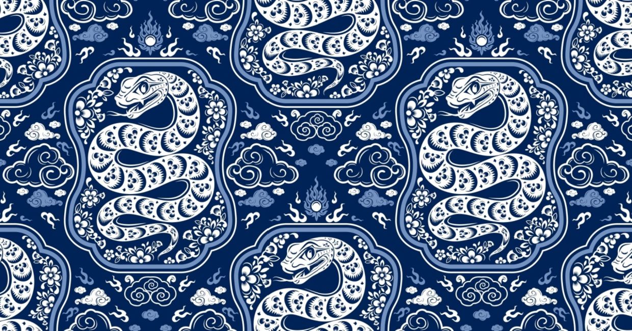 The snake zodiac sign representing The Year of the Snake in the Chinese New Year.