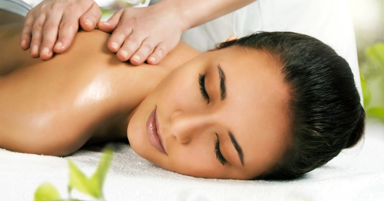 Getting a massage at a spa.