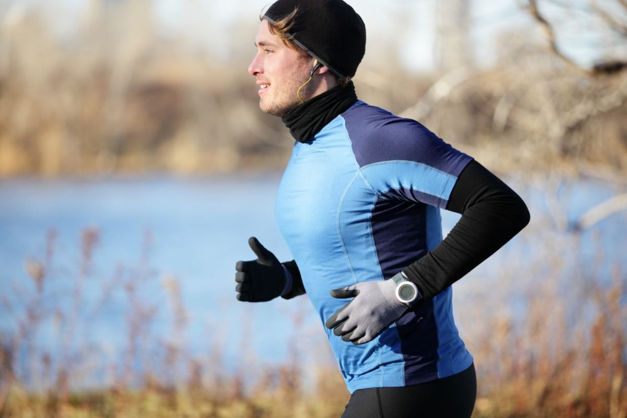 Runner wearing electronic clothing.