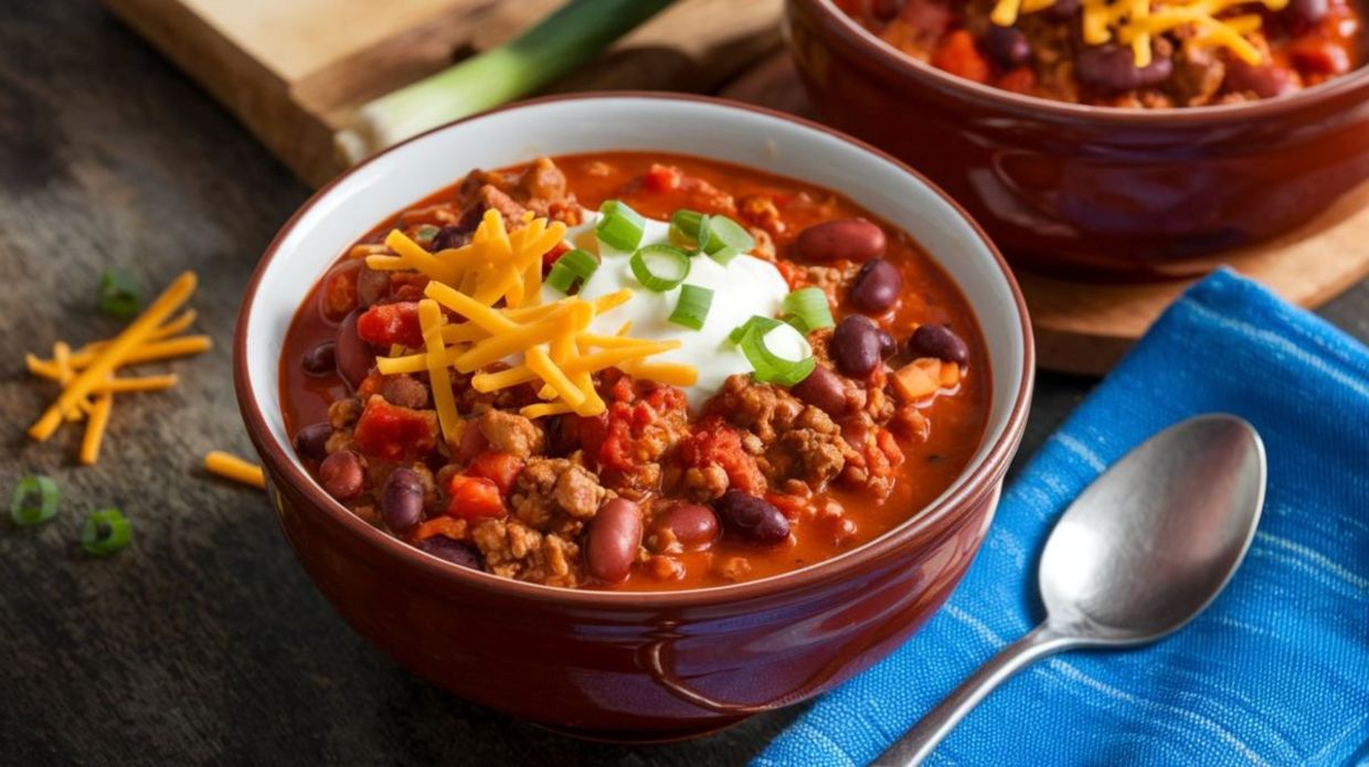 Hearty beef chili is full of fiber and taste.