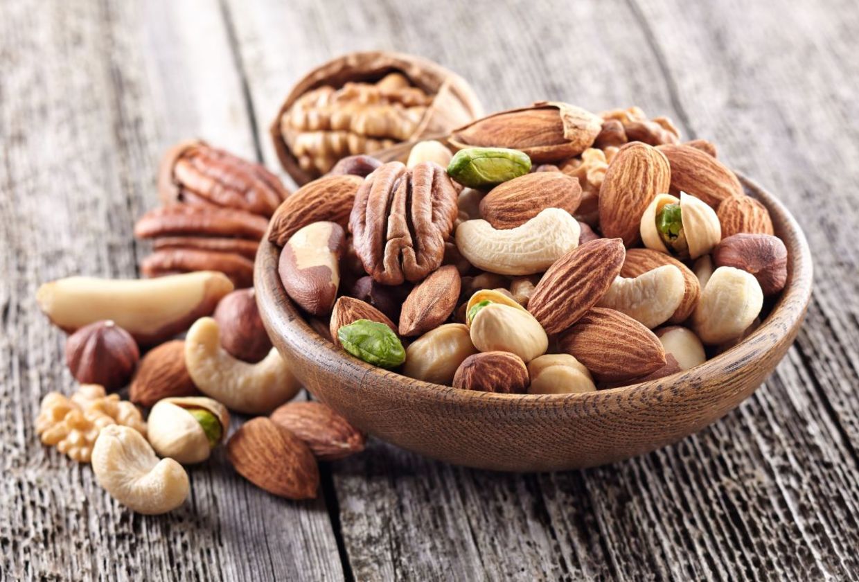 Mixed nuts are a healthy snack.