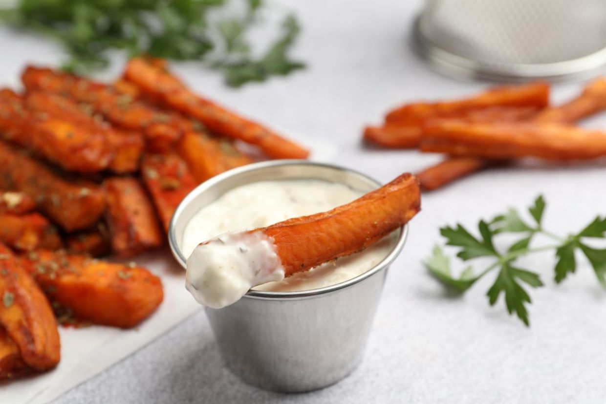 Sweet potato fries are a good source of fiber.