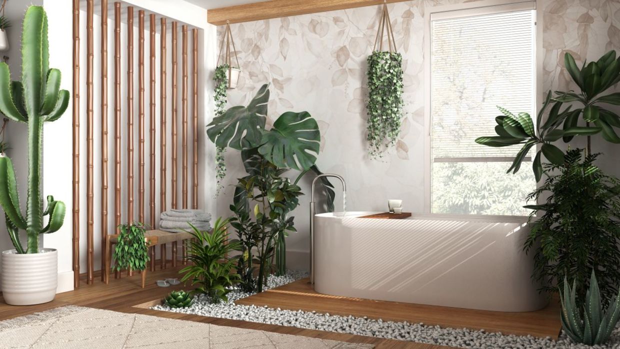 Natural materials include bamboo, wood, and stone.
