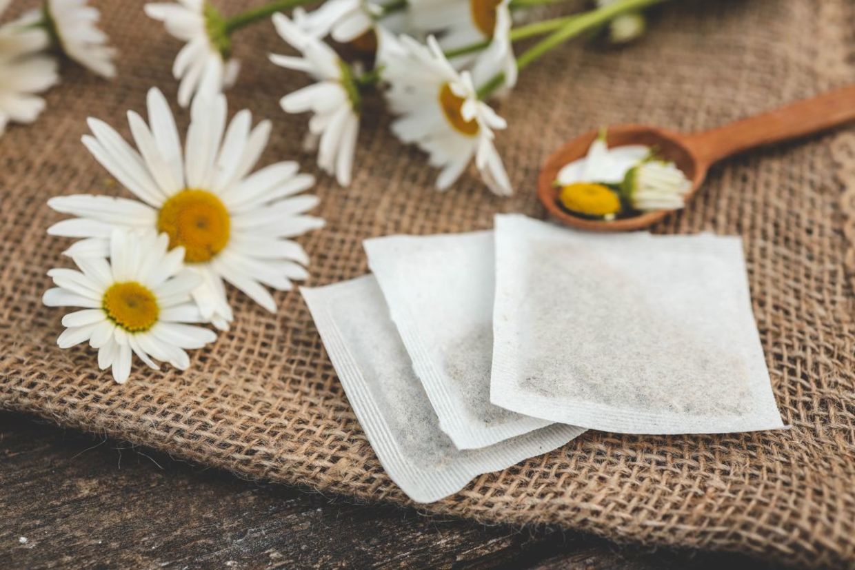 Add some used chamomile tea bags to your bath.