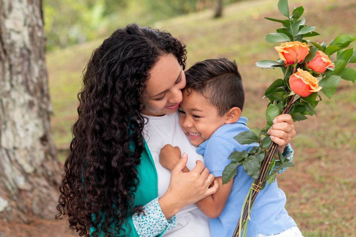 Giving mom roses on Mother’s Day.