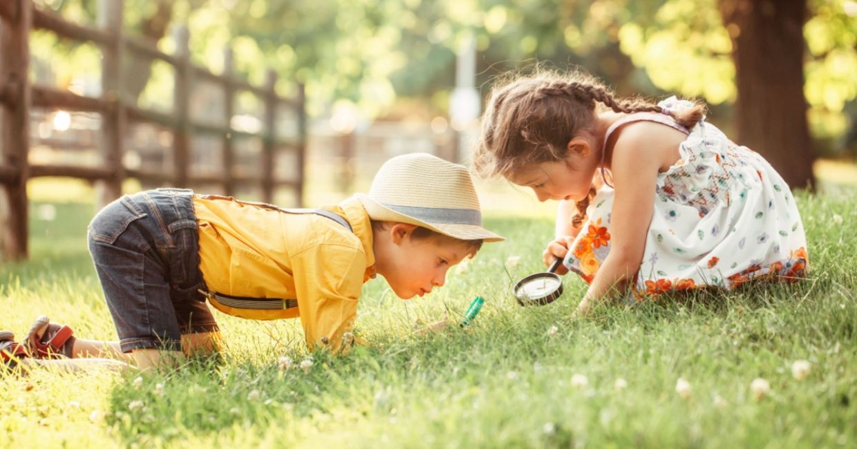 Curious children out exploring.