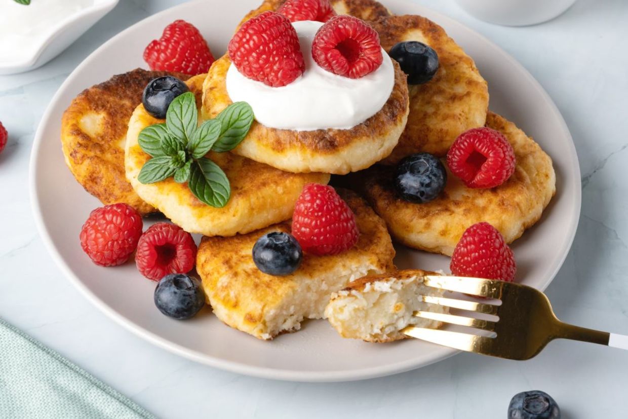 Cottage cheese pancakes.