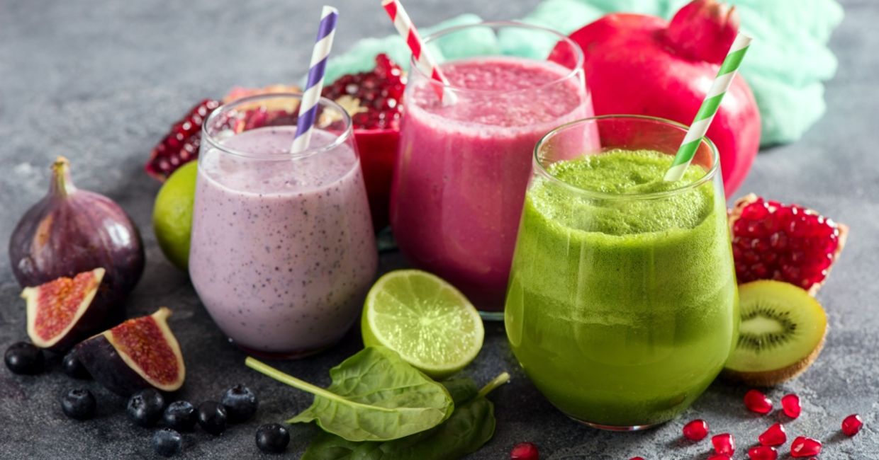 Detox smoothie containing cleansing fruits.