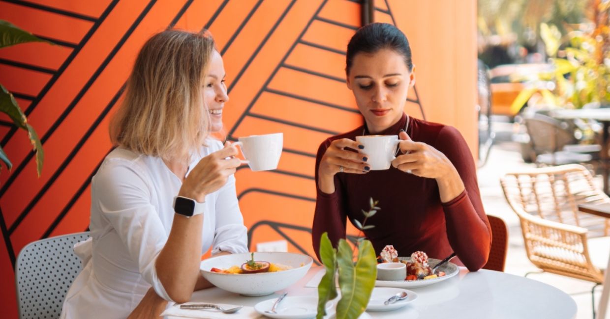 wo women having a serious conversation.