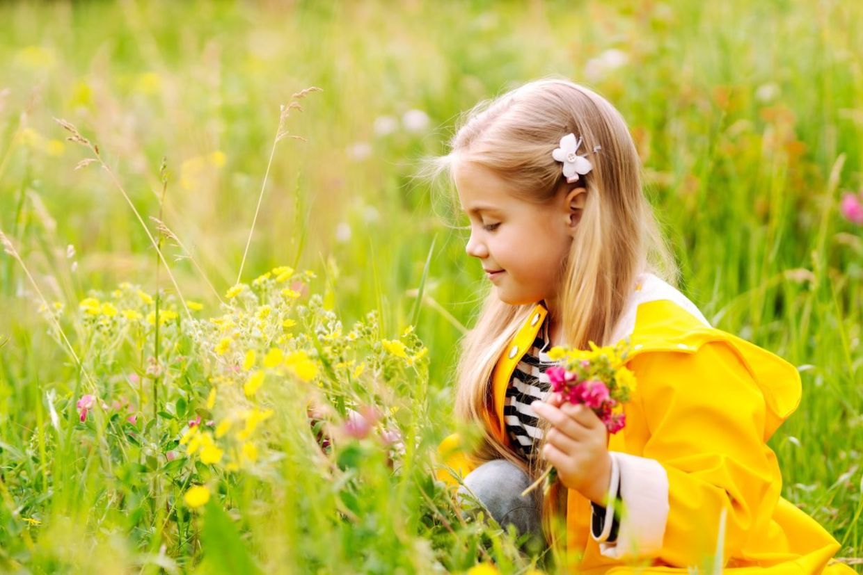 Picking wildflowers for a Mother's Day bouquet.