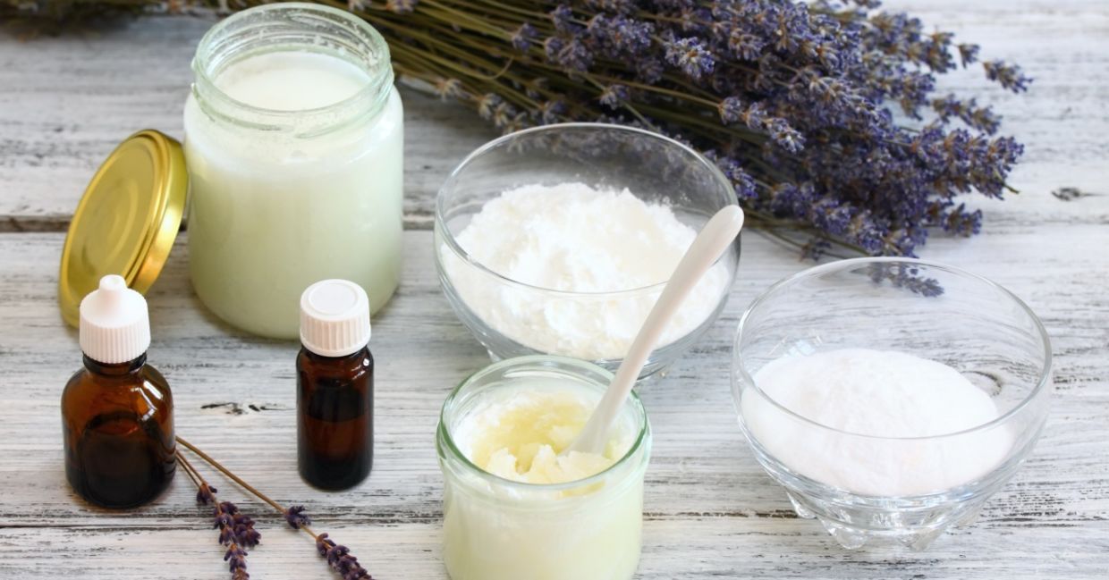 Ingredients for all natural DIY deodorants.