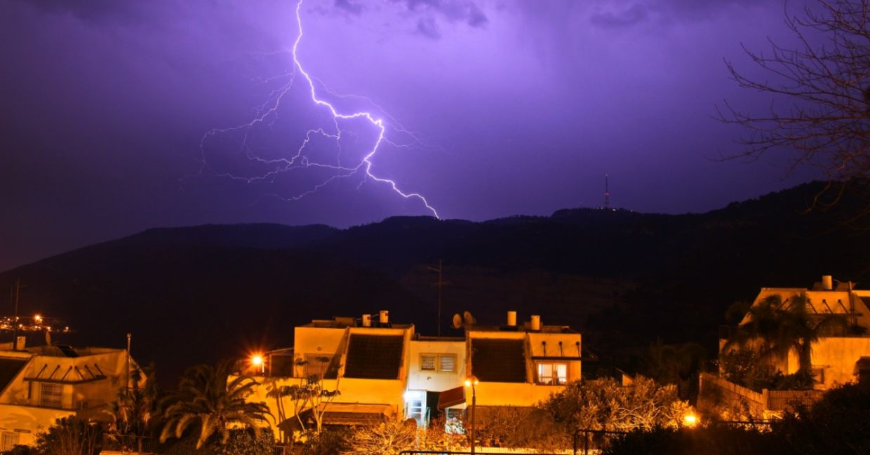 Lightning strikes over Carmel mountain in northern Israel.