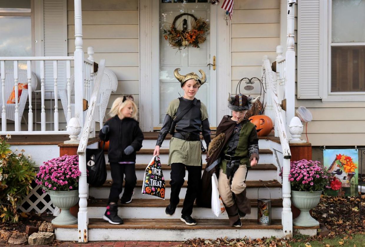 Children out trick-or-treating.
