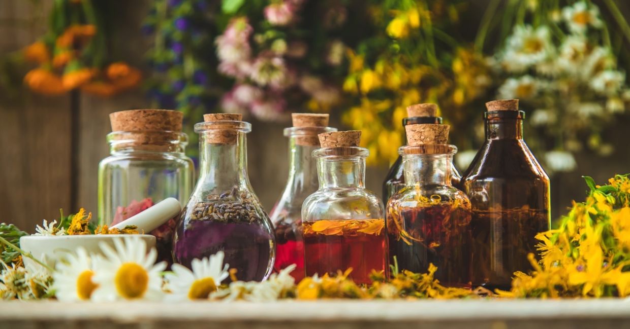 Tinctures of medicinal herbs.