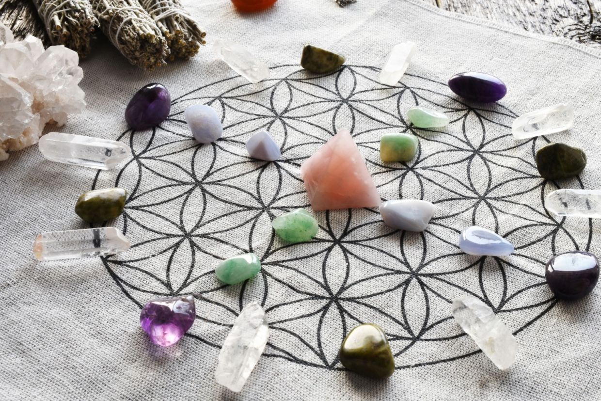 A crystal healing grid.