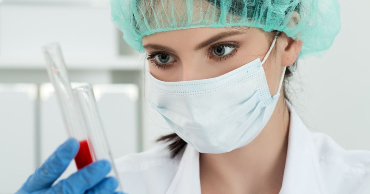 Testing samples in a lab.